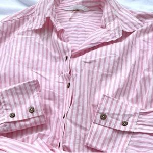 free people striped button down shirt hight slits